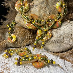 Large and detailed statement jewelry  Polymer clay & hand beaded. LL2C NE 214